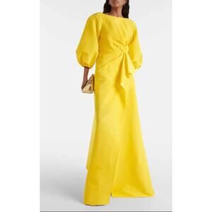 CAROLINA HERRERA Draped Silk Maxi Dress in yellow **see pics for details**